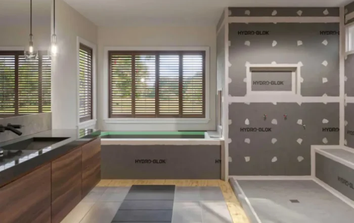 Hydroblok panels in a bathroom design